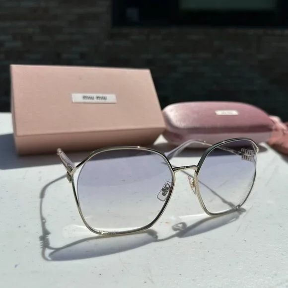 MIU MIU SMU - 52W Sunglasses - Gold Clear Gradient Violet Miu Miu MU 52WS 5AK06S Sunglasses - US main image 2
